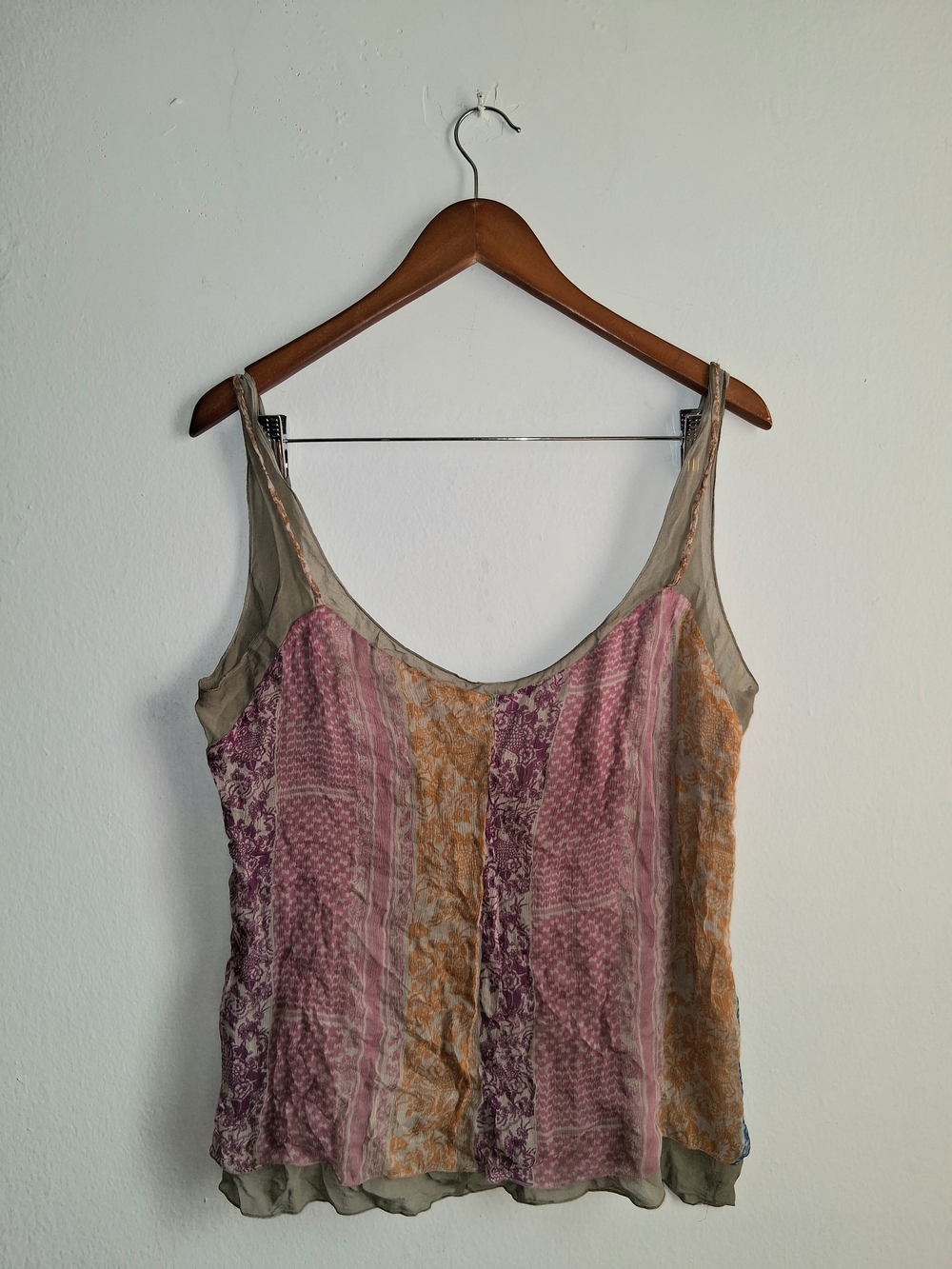 CNC Costume National Pink, Purple & Gold Patchwork Silk Camisole